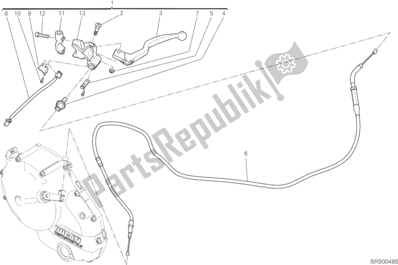 Alle onderdelen voor de Koppeling Controle van de Ducati Monster 821 Stripes USA 2016